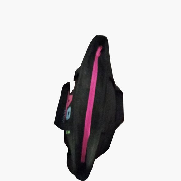 Leenie Peace Embroidered Black Lunch Bag  Pink Zipper Closure - Picture 9 of 11